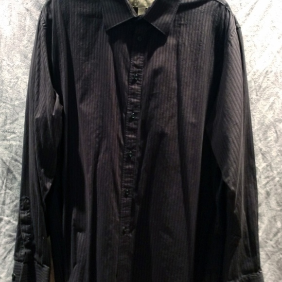 Men's XXL grey on grey pinstripe slim fit shirt - Picture 2 of 6